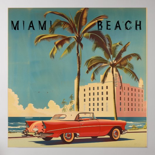 Poster vintage Miami Beach Travel (Devant)