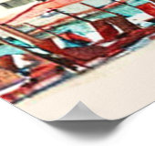 Poster Vintage Miami Fl aquarelle peinture (Coin)