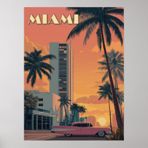 Poster Vintage Miami Florida Travel