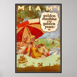 Poster Vintage Miami, Floride, États-Unis -