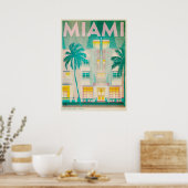 Poster Vintage Miami, Ocean Drive Travel (Cuisine)