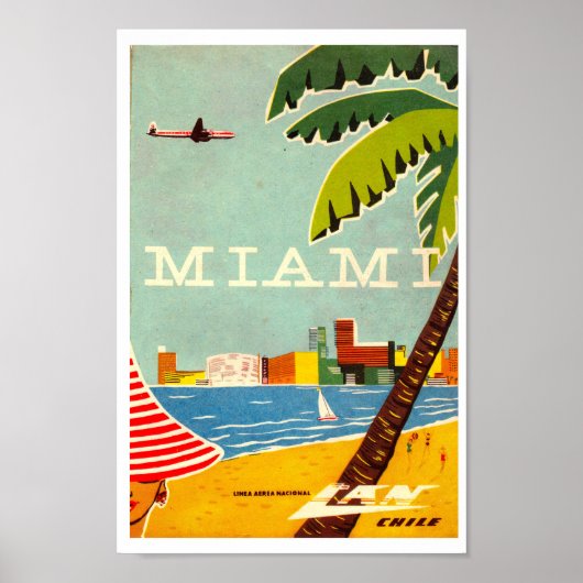 Poster vintage Miami Travel (Devant)