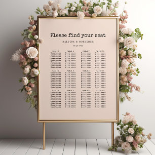 Poster Vintage minimalist typewriter seating chart