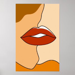 Poster Vintage minimaliste Couple de baiser Abstrait