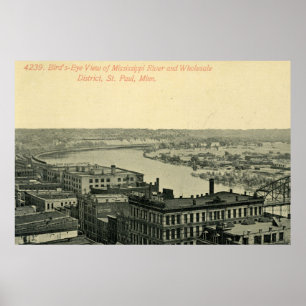 Poster vintage Minneapolis Minnesota River Skyline