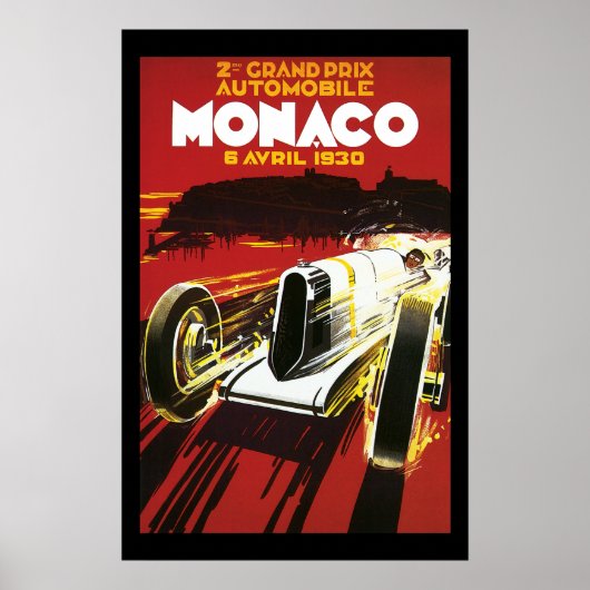 Poster vintage Monaco Car Road Race (Devant)