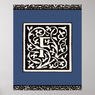 Poster Vintage Monogram F Art Nouveau Letter