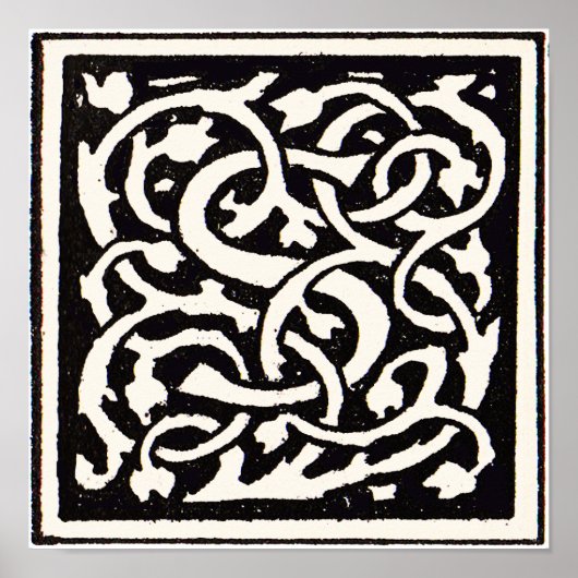 Poster Vintage Monogram S Art Nouveau Letter (Devant)