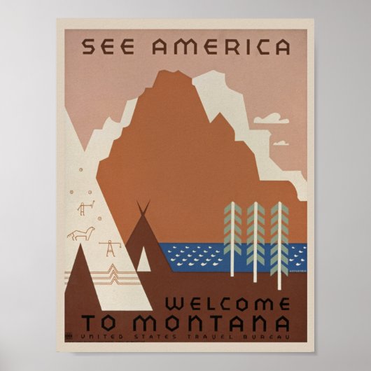 Poster Vintage Montana Travel. (Devant)