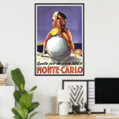 Poster Vintage Monte-Carlo, Monaco - (Bureau à domicile)