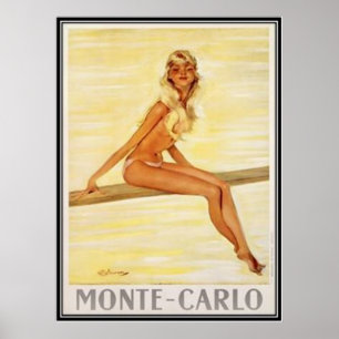 Poster Vintage Monte-Carlo, Monaco -