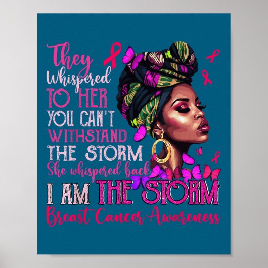 Poster Vintage Motivational Suprt Breast Cancer Awareness (Devant)