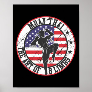 Poster Vintage Muay Thai Karate Boxe Mélange Arts Martiau
