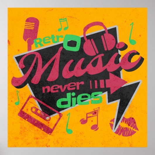 poster vintage musique rétro des années 80 (Devant)