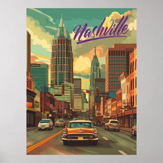 Poster Vintage Nashville Travel (Devant)