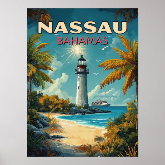 Poster Vintage Nassau Bahamas (Devant)