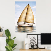 Poster Vintage Nautical Sailboat (Bureau à domicile)