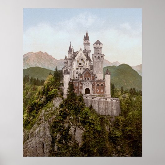 Poster Vintage Neuschwanstein Bayern 16" x 20" (Devant)