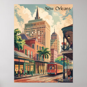 Poster Vintage New Orleans Louisiane peinture Voyage