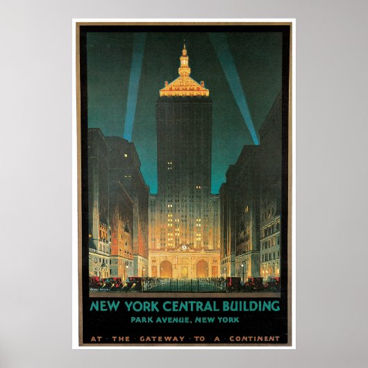Poster vintage "New York Central Building" (Devant)