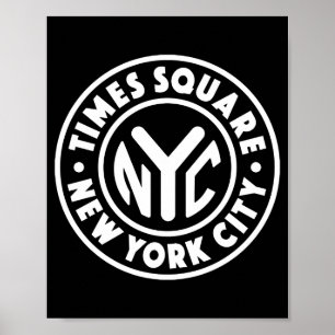Poster Vintage New York City Circle Times Square Blanc