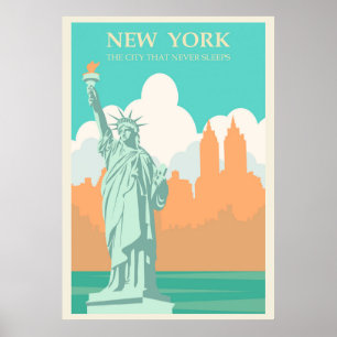Poster vintage New York City Lady Liberty Canvas P