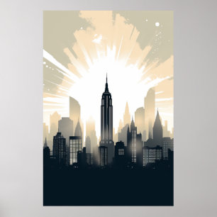 Poster vintage New York City Skyline - Interdictio