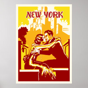 Poster vintage New York - Couleurs chaudes