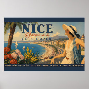Poster Vintage Nice Reine Côte d'Azur