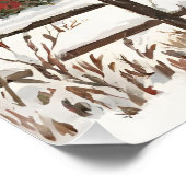 Poster Vintage Noël Camion Rouge, Grange, Campagne (Coin)