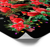 Poster Vintage Noël Cardinal Oiseaux Snowings Noël Tre (Coin)