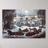 Poster Vintage Noël, Central Park en hiver (Devant)