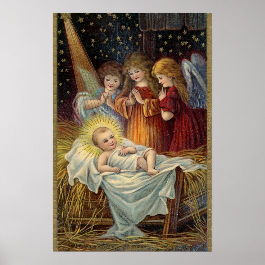 Poster Vintage Noël Jésus Angel (Devant)