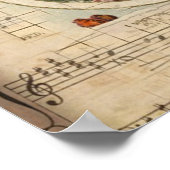 Poster Vintage Noël Père Noël et notes musicales (Coin)