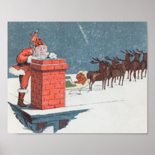 Poster Vintage Noël - père Noël Holiday