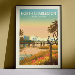 Poster Vintage North Charleston Caroline du Nord
