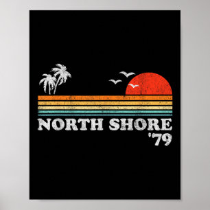 Poster Vintage North Shore Hawaii Beach les années 70 de 