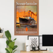 Poster Vintage Norwegian America Line Travel (Bureau à domicile)