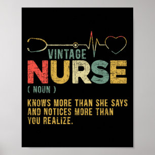 Poster Vintage Nurse Definition Hospital Registre Médical