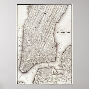 Poster Vintage NYC Map City Skyline