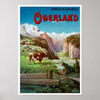 Poster vintage Oberland Suisse restauré