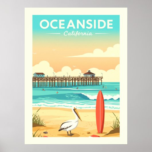 Poster Vintage Oceanside California (Devant)