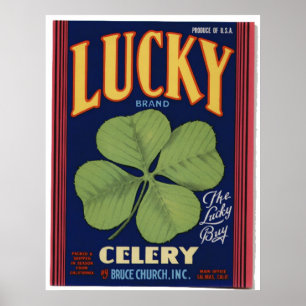 Poster Vintage Old Celery Vegetables Crate Étiquettes