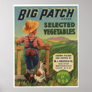Poster Vintage Old Vegetables Fruit Crate Labels
