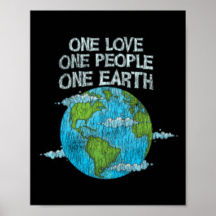 Poster Vintage One Love One People Planet Changement clim