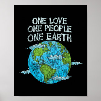 Poster Vintage One Love One People Planet Changement clim
