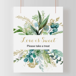 Poster Vintage Or et Eucalyptus Vert L'amour est doux