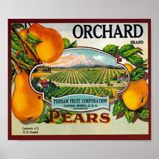 Poster vintage Orchard Pears (Devant)