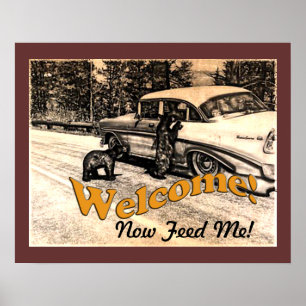 Poster Vintage Ours noir de Yellowstone et touriste