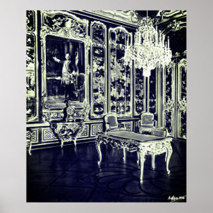 Poster Vintage palais de Schonbrunn Vienne salle Vieux La